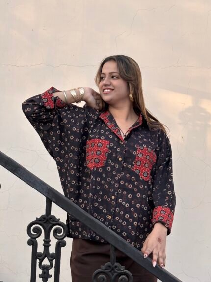Ajrakh Handblocked Cotton- Oversized Shirt