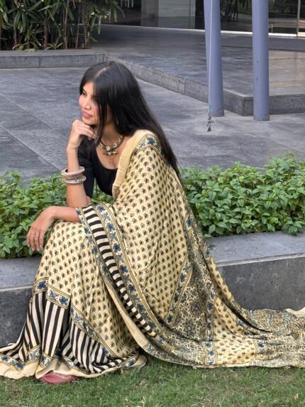 Ajrakh Modal Silk Saree