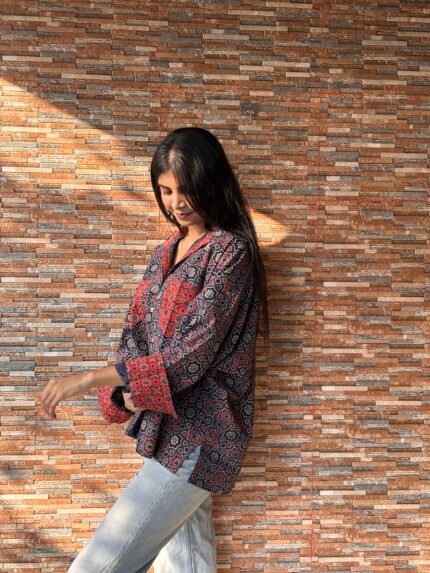 Ajrakh Handblocked Cotton- Oversized Shirt