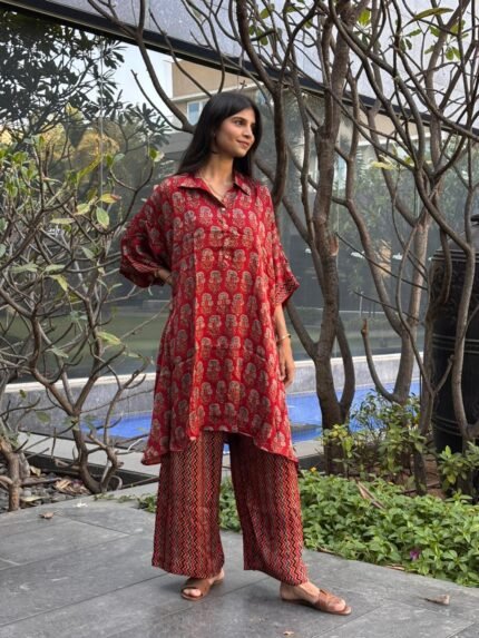 Ajrakh Model Silk- Oversized Co-ord Set
